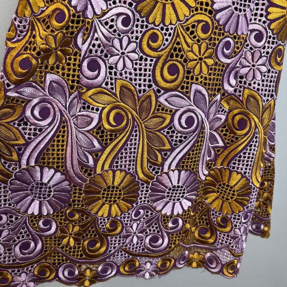 Anthropologie Embroidered Halter Mini Dress Purple Gold Women's 20W - Picture 5 of 14